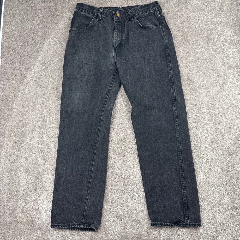 Rustler Black Straight Leg Denim Jeans 100% Cotton Workwear size 32x28